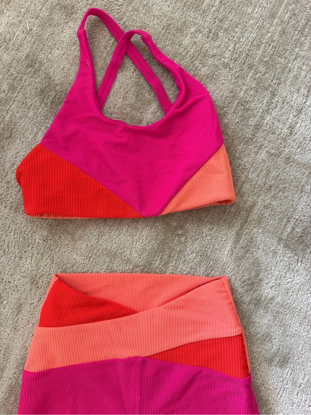 Beach Riot Hot Pink Colorblock High-Waist Bike Shorts - Picture 5 of 8